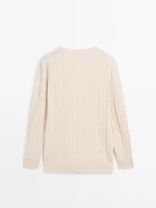BEIGE | 5621/565/710 - Massimo Dutti Свитер с косами из 100% кашемира