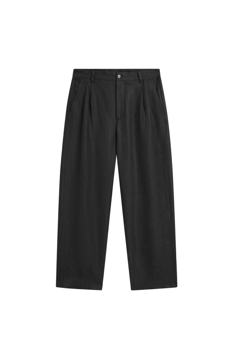 Брюки из 100% льна с двойными вытачками