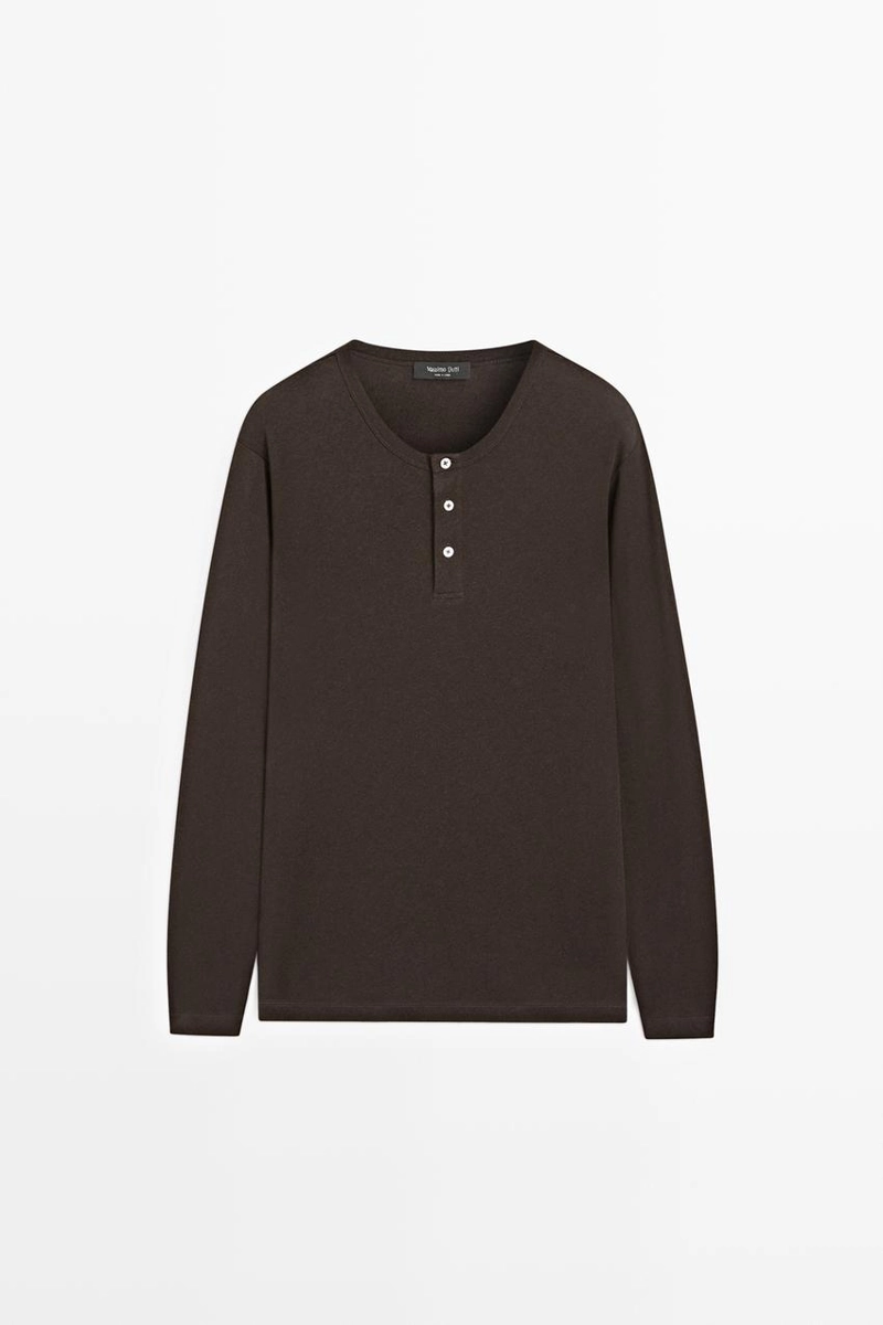 Футболка с длинным рукавом и горловиной henley