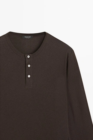 Футболка с длинным рукавом и горловиной henley- Заказать в России