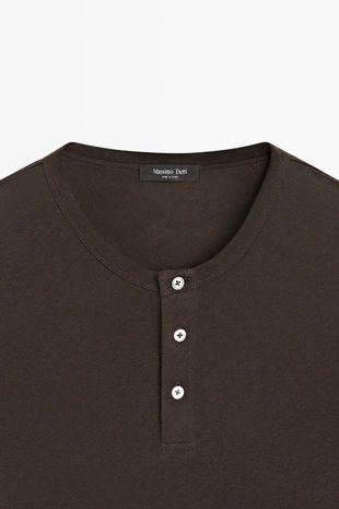 Футболка с длинным рукавом и горловиной henley- Заказать в России