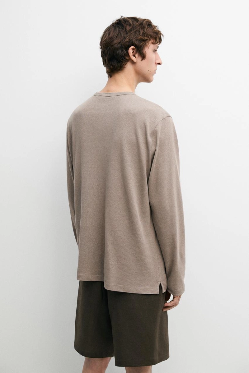 Мужская футболка с длинным рукавом и горловиной henley