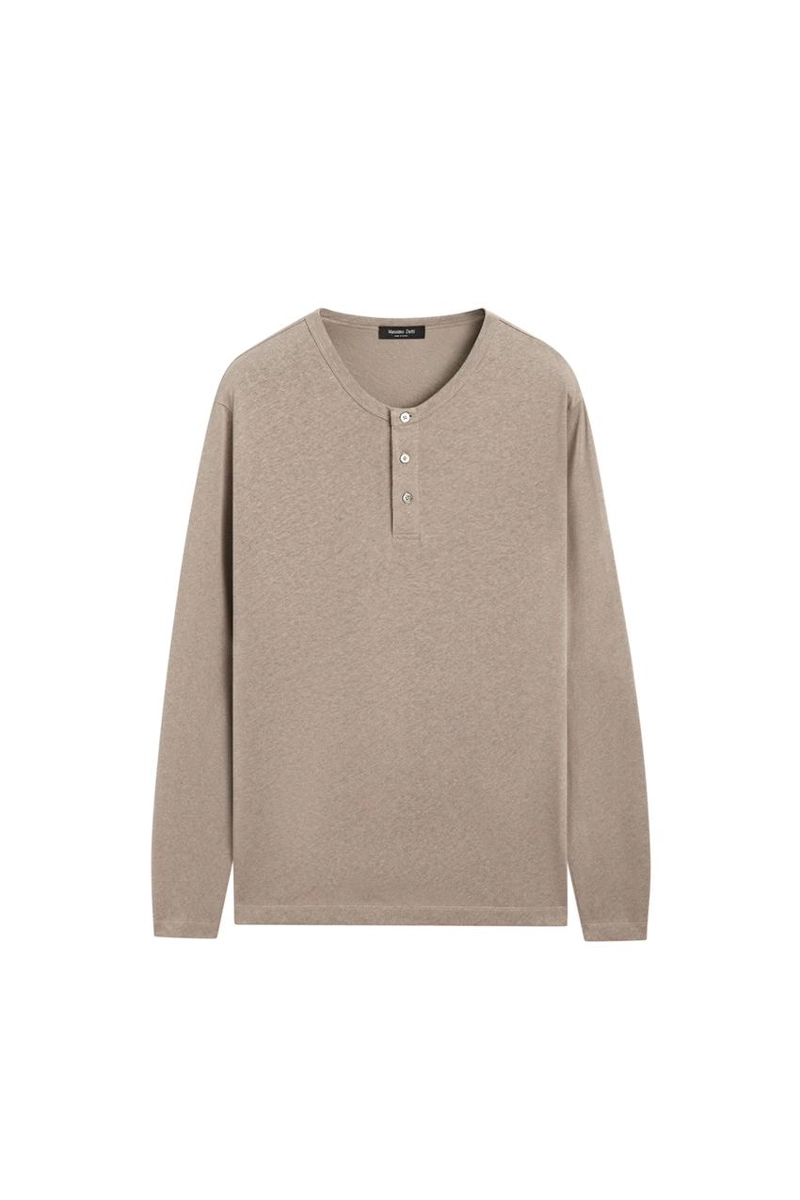 Мужская футболка с длинным рукавом и горловиной henley