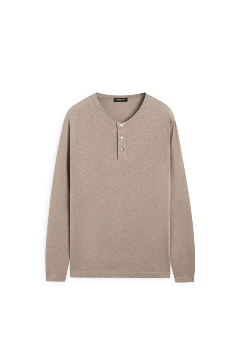Мужская футболка с длинным рукавом и горловиной henley