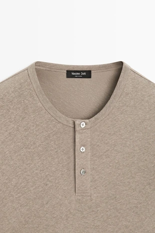 Мужская футболка с длинным рукавом и горловиной henley- Заказать в России