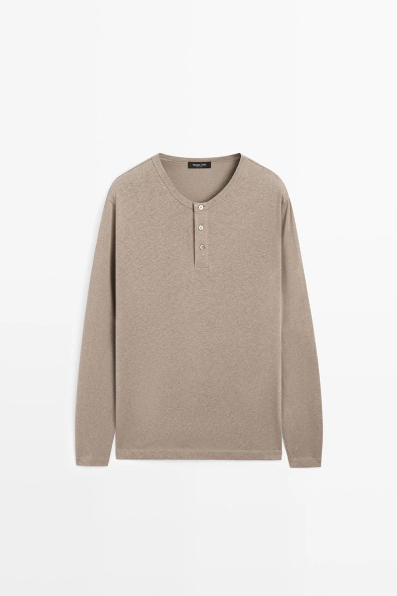 Мужская футболка с длинным рукавом и горловиной henley