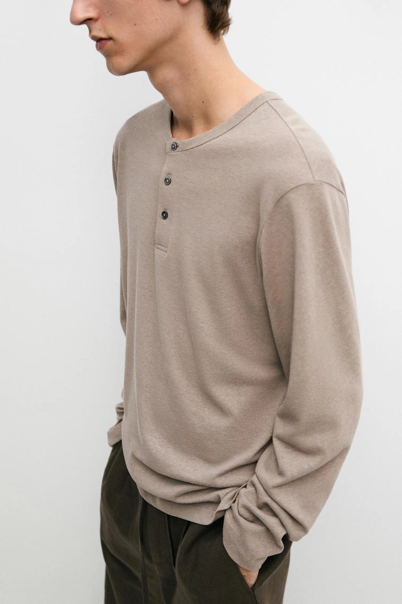 Мужская футболка с длинным рукавом и горловиной henley