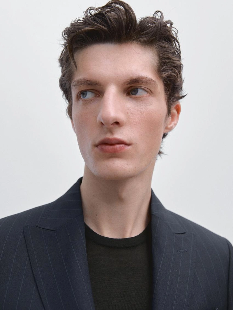 Пиджак из 100% шерсти в полоску