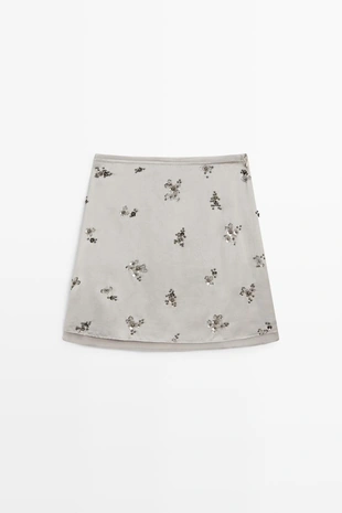 Мини-юбка с бисерными деталями- Заказать в России