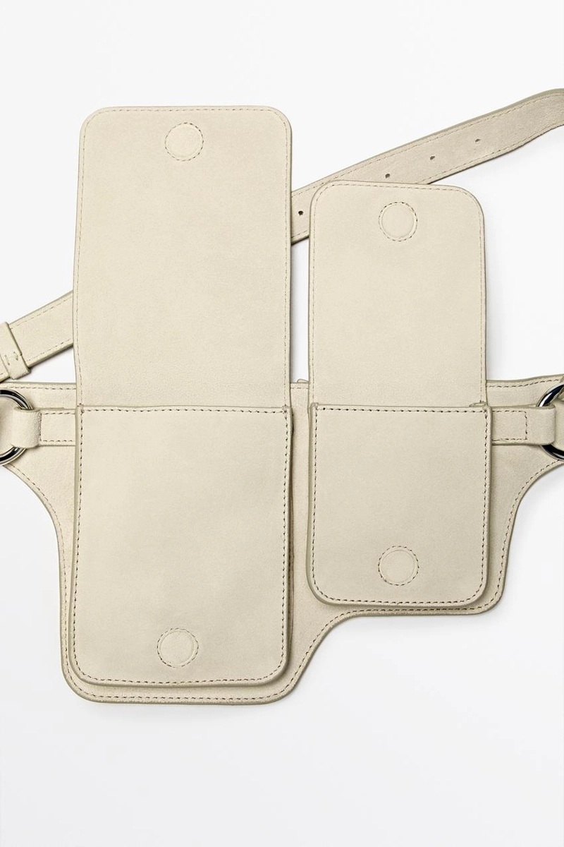 Барсетка из натуральной и искусственной кожи с двумя отделениями