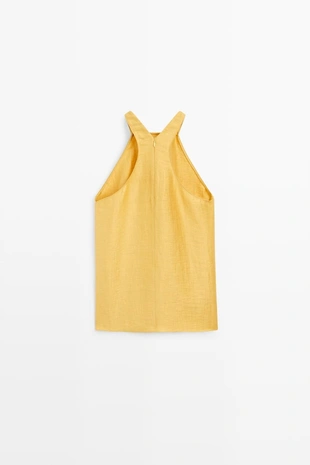 Linen blend halter top- Заказать в России