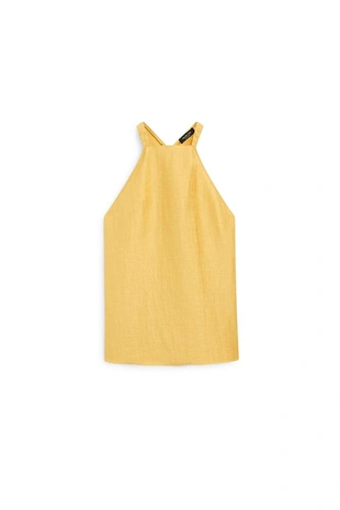 Linen blend halter top- Заказать в России