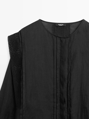 Платье миди с кружевными рукавами- Заказать в России