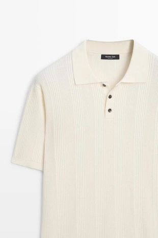 Купить Massimo Dutti Поло с текстурой из 100% хлопка в полоску