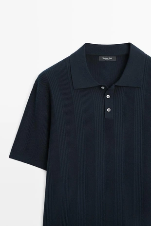 Купить Massimo Dutti Поло с текстурой из 100% хлопка в полоску