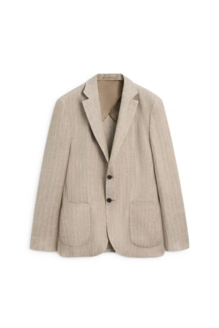 Купить Massimo Dutti Пиджак из льна с рисунком косы и полосками