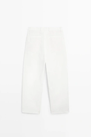 WHITE | 0165/014/250 - Massimo Dutti Брюки из 100% льна с деталями стрелок