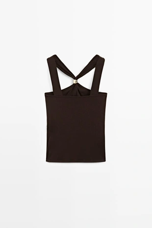 Топ с открытыми плечами и украшенными бретелями- Заказать в России