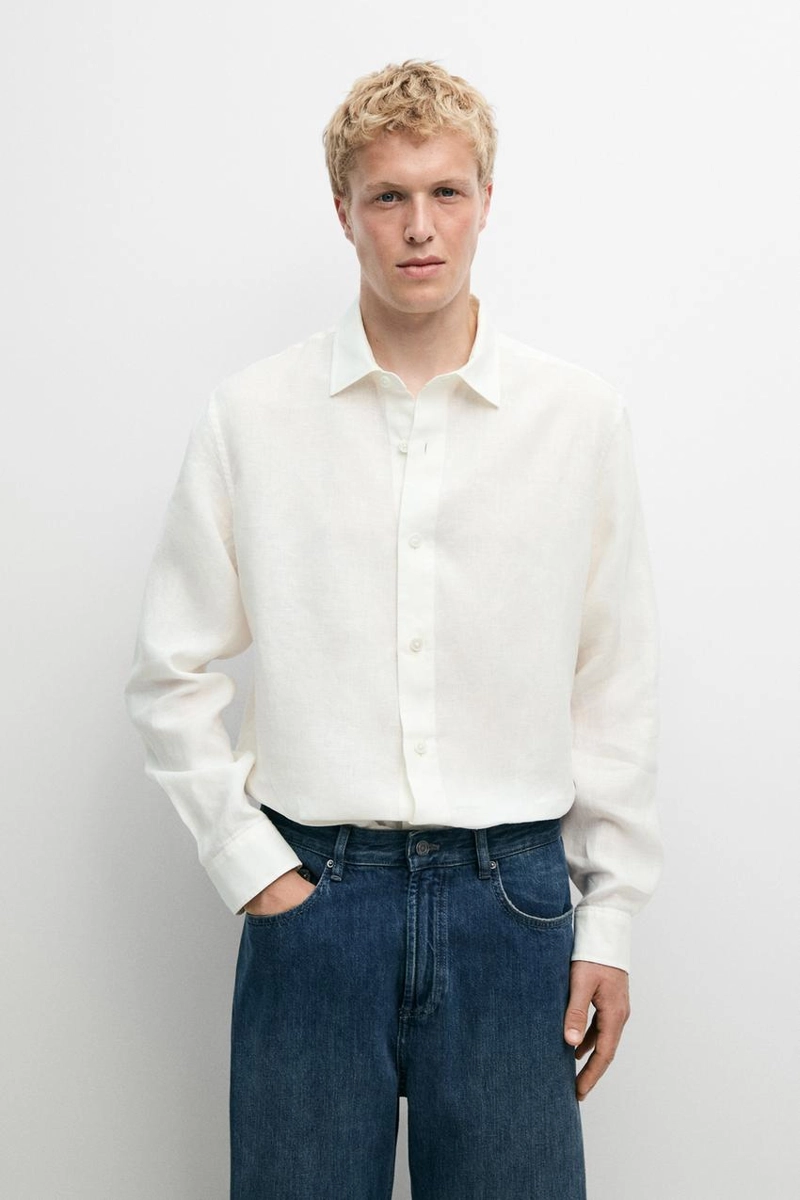 Рубашка regular fit из 100% льна