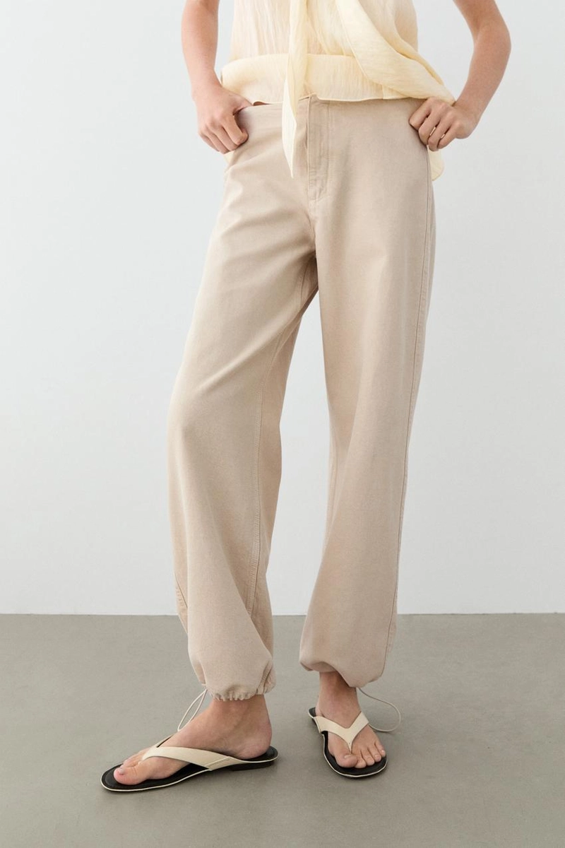 Штаны свободного кроя из ткани парашют massimo dutti