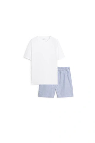 Short sleeve pyjama top and striped trousers- Заказать в России