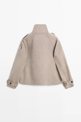 Cropped button detail trench coat- Заказать в России