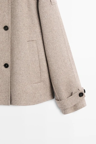 Cropped button detail trench coat- Заказать в России