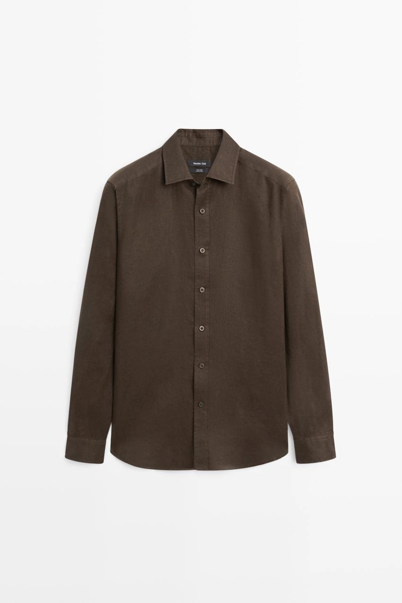 Рубашка massimo dutti узкого кроя из 100% льна