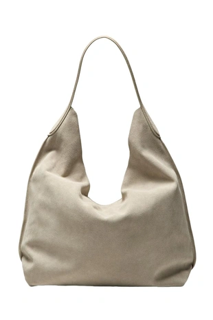Купить Massimo Dutti Макси сумка на плечо из замшевой кожи