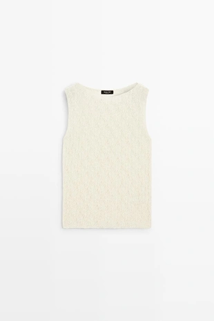 CREAM | 6278/555/712 - Massimo Dutti Топ без рукавов из открытого трикотажа