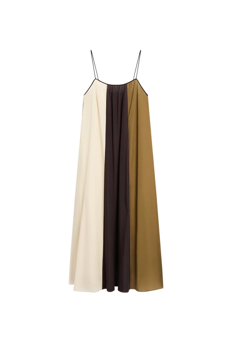 Платье миди с тонкими бретелями massimo dutti