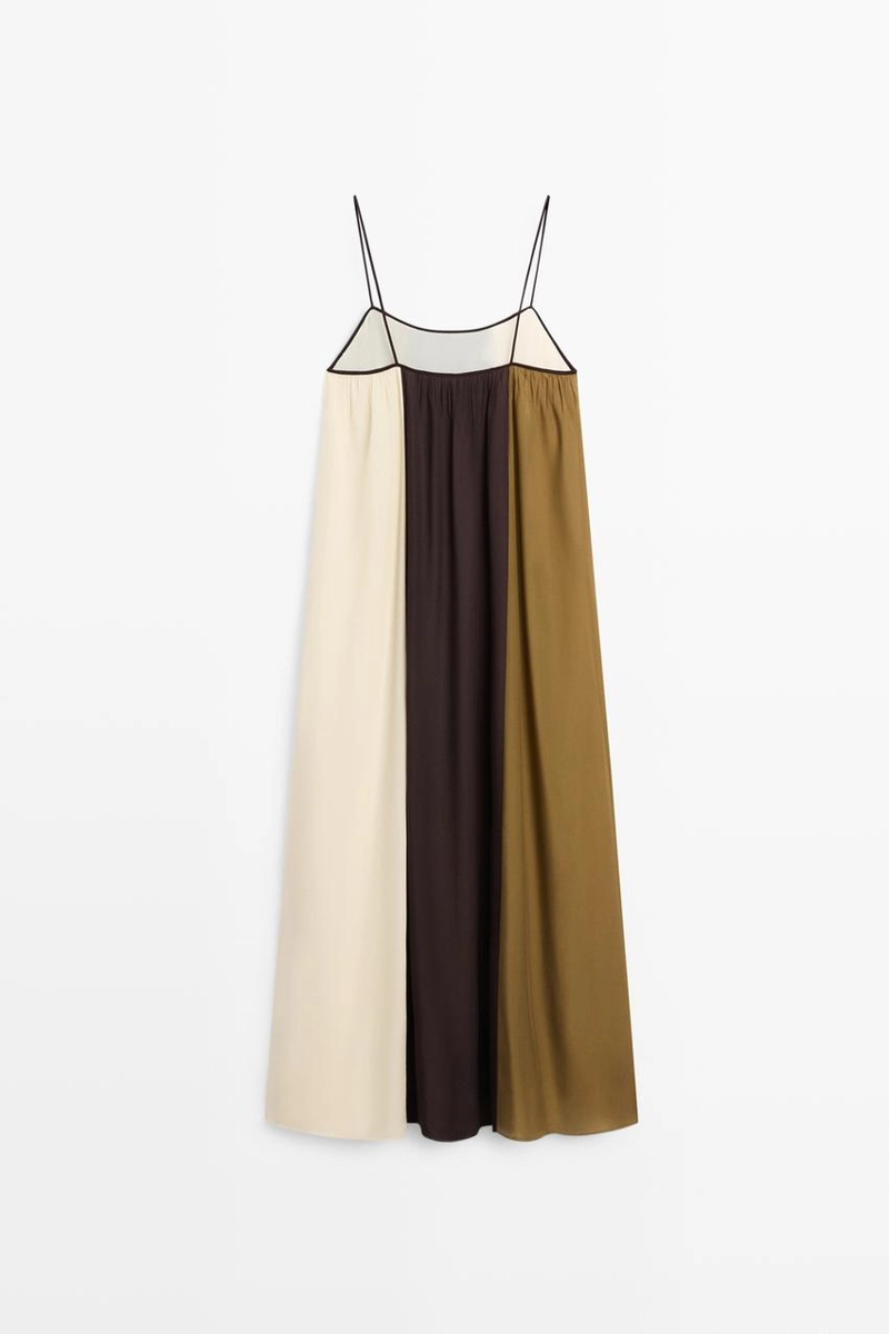 Платье миди с тонкими бретелями massimo dutti