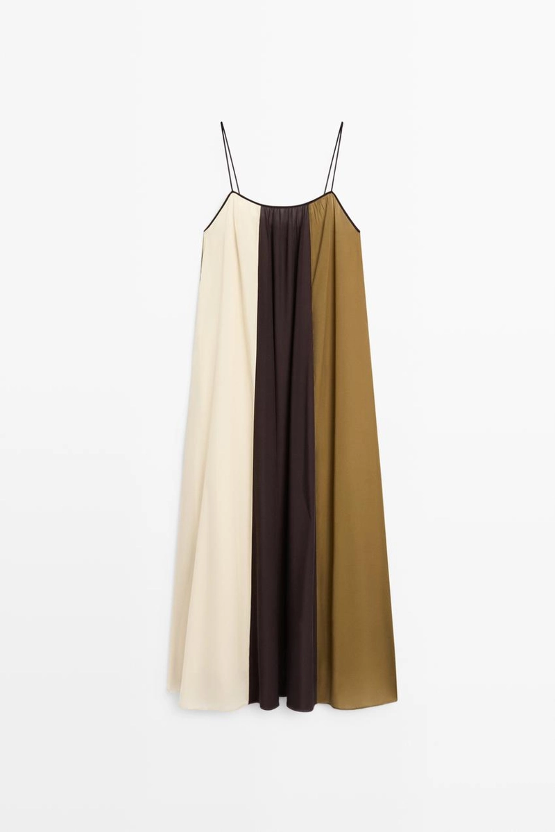Платье миди с тонкими бретелями massimo dutti