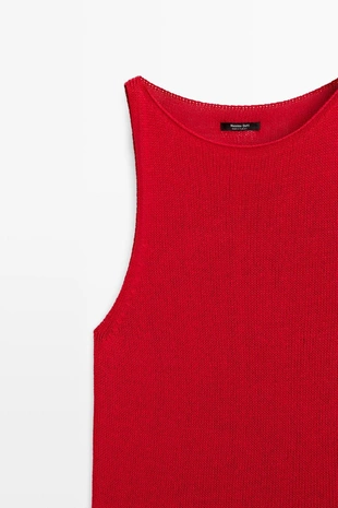 RED | 5700/515/600 - Massimo Dutti Топ с воротником-халтер из тонкого вязания