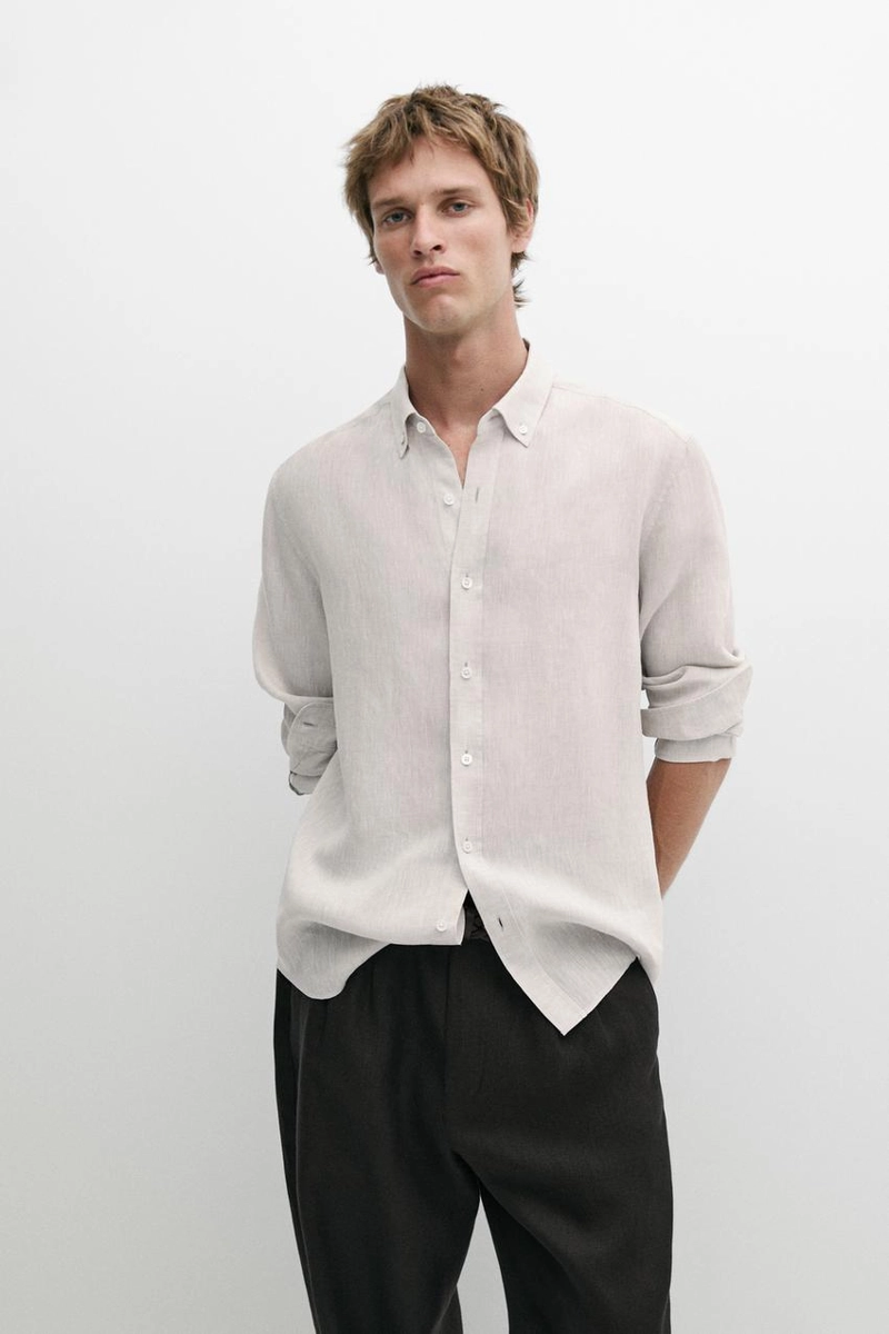 Рубашка regular fit из 100% льна