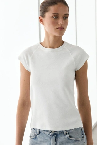 Купить Massimo Dutti Футболка с короткими рукавами реглан из 100% хлопка