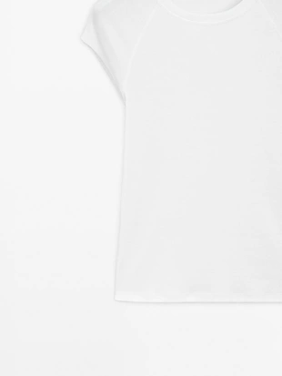 Off white | 6817/815/251 - Massimo Dutti Футболка с короткими рукавами реглан из 100% хлопка