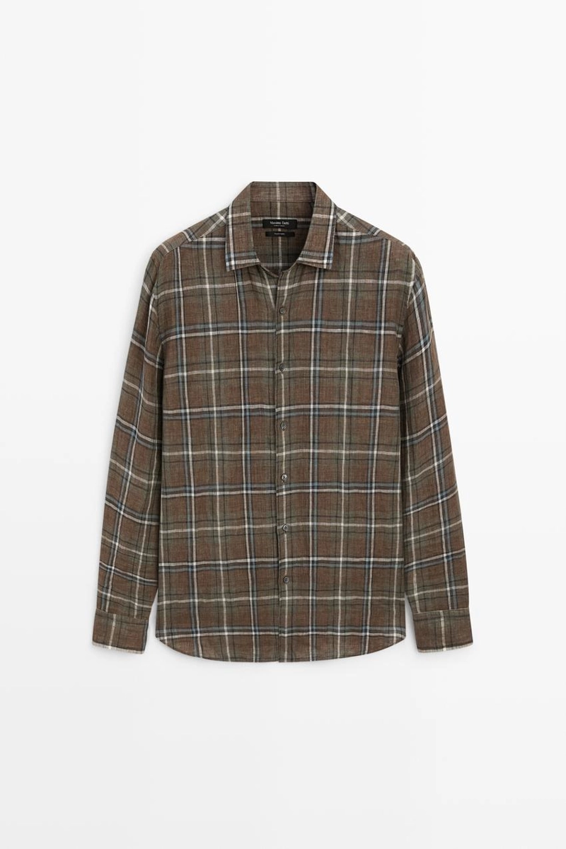 Рубашка в клетку из 100% льна regular fit