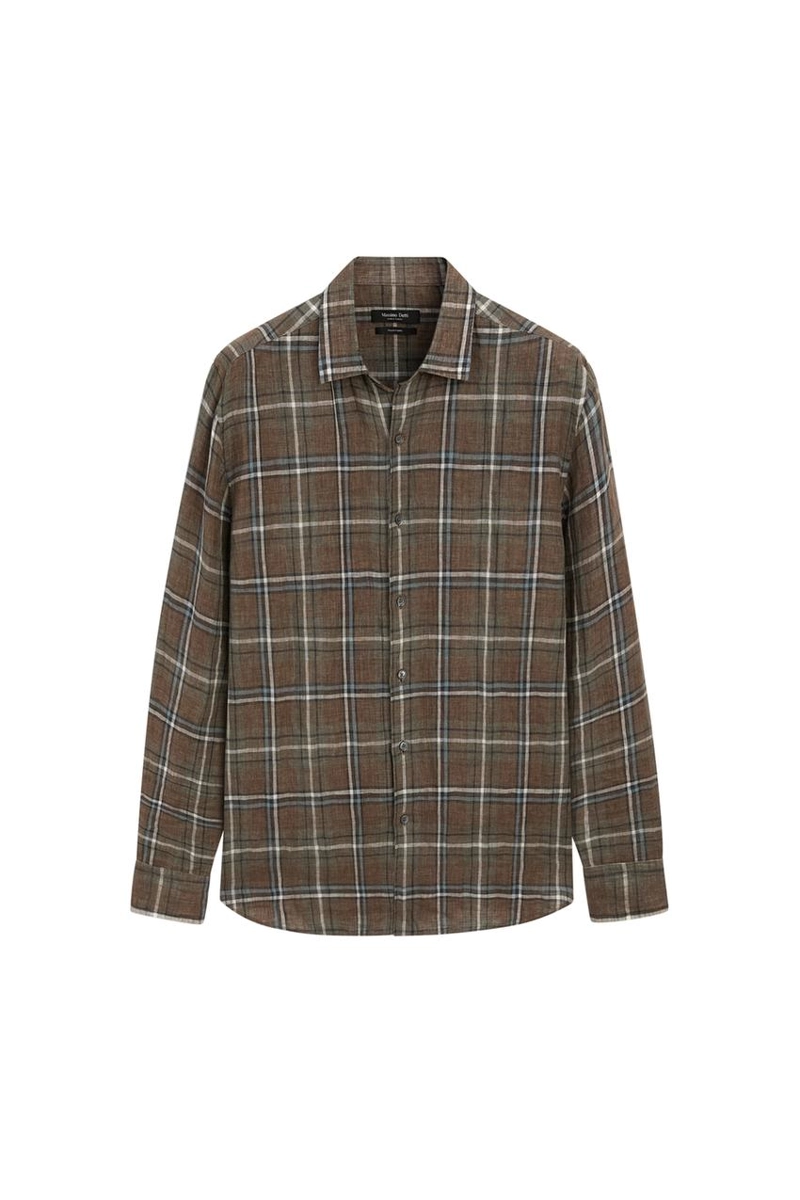 Рубашка в клетку из 100% льна regular fit