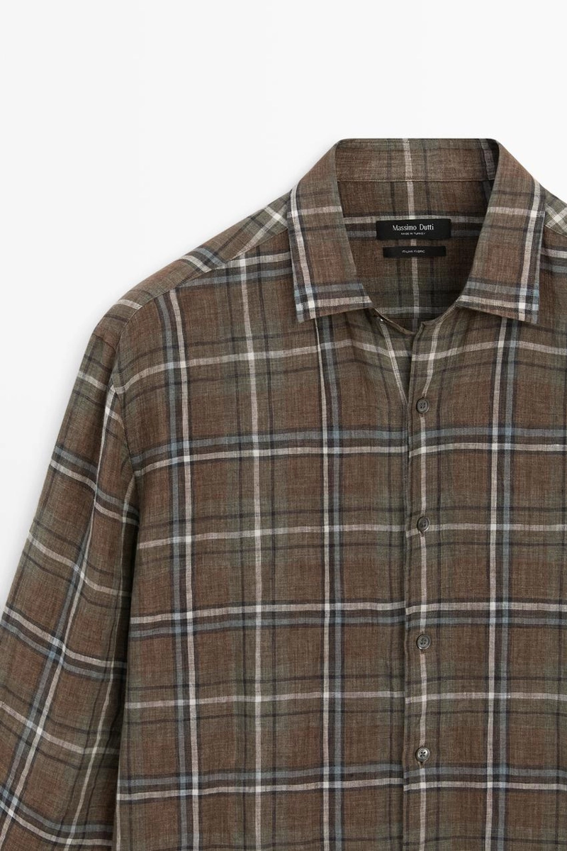 Рубашка в клетку из 100% льна regular fit
