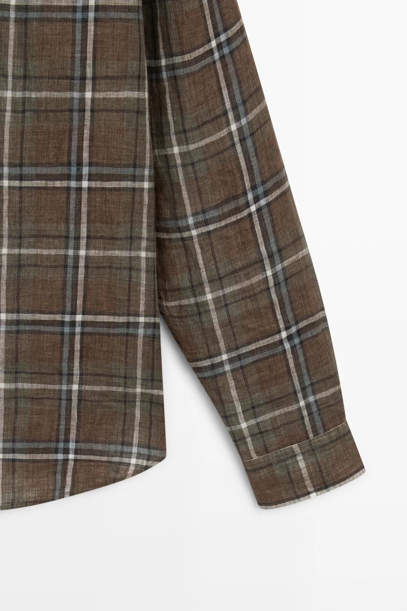 Рубашка в клетку из 100% льна regular fit