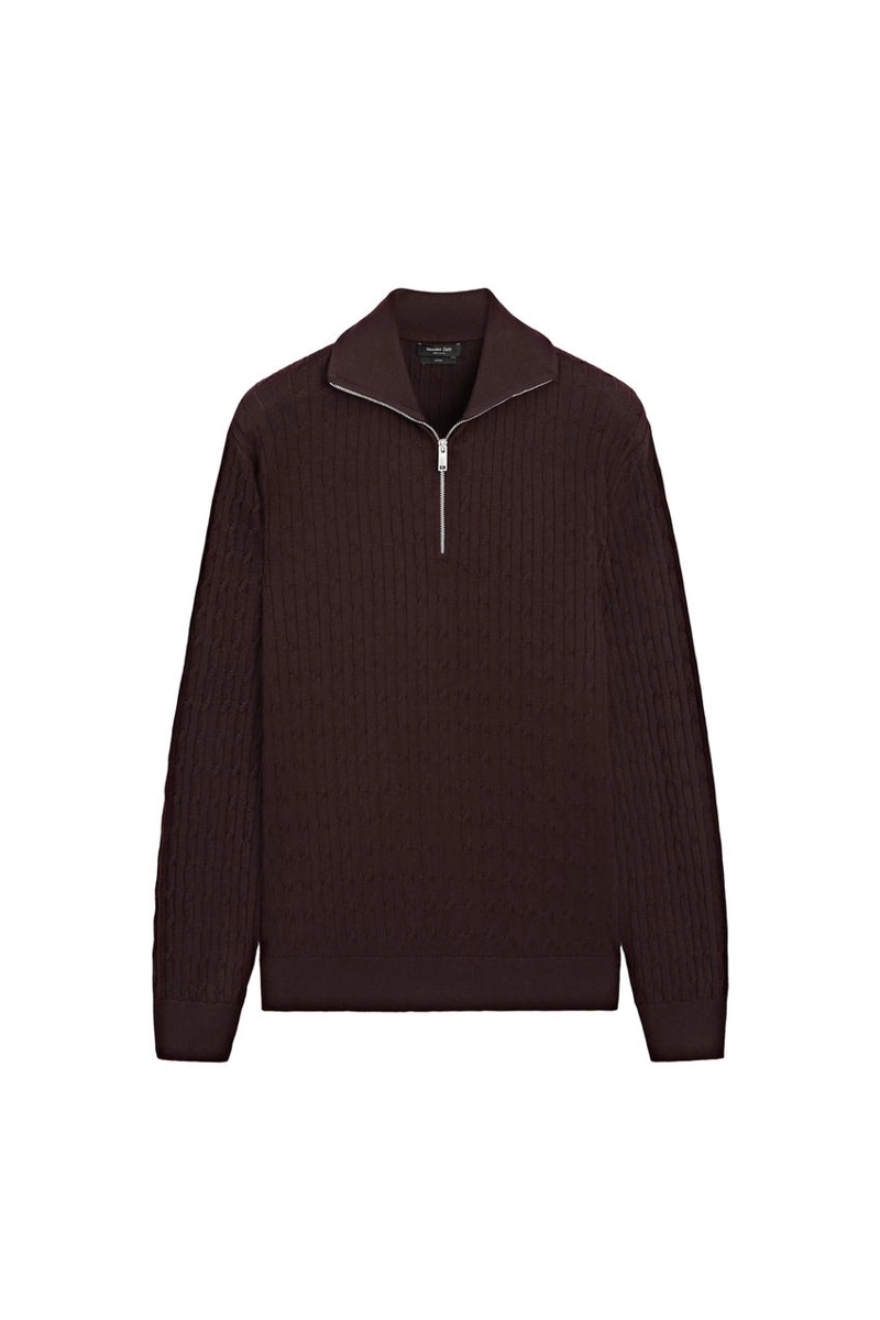 Вязаный свитер с воротником-стойкой и молнией massimo dutti
