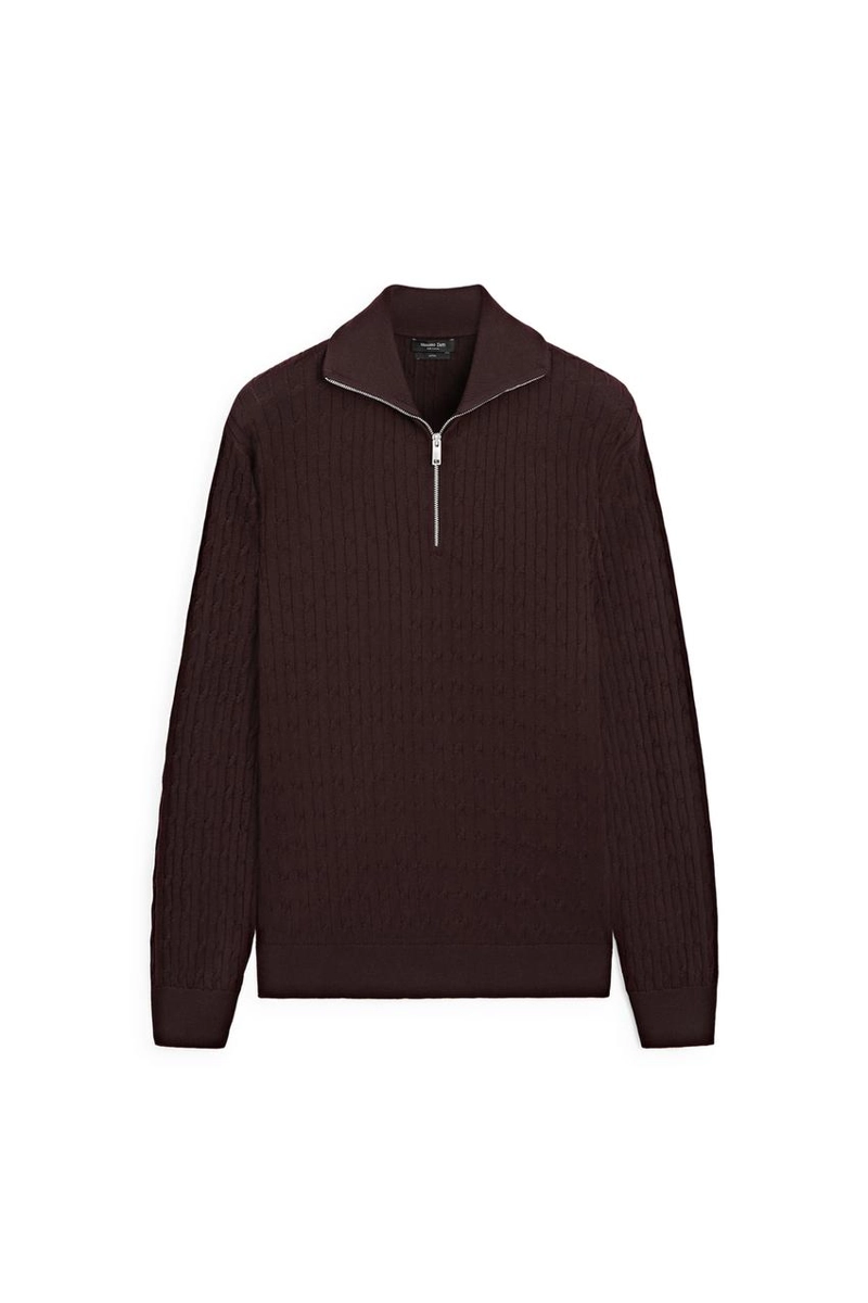 Вязаный свитер с воротником-стойкой и молнией massimo dutti