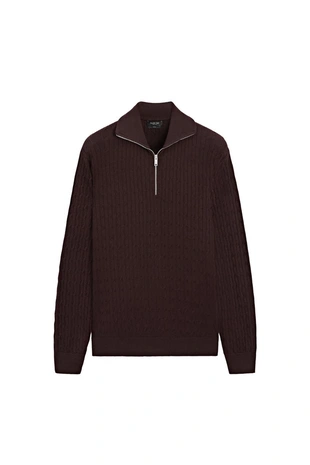 Вязаный свитер с воротником-стойкой и молнией massimo dutti- Заказать в России
