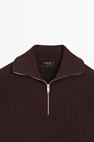 Вязаный свитер с воротником-стойкой и молнией massimo dutti- Заказать в России