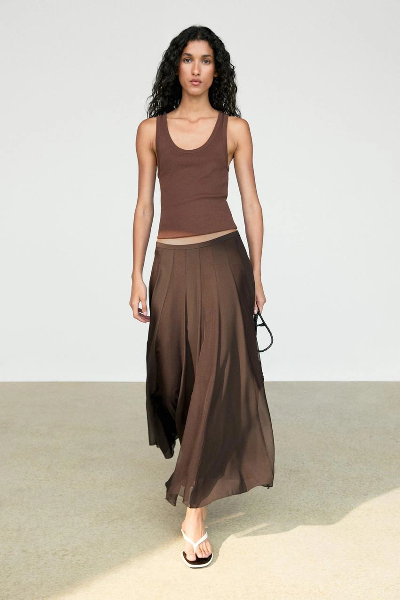Платья-миди клёш из струящейся ткани massimo dutti