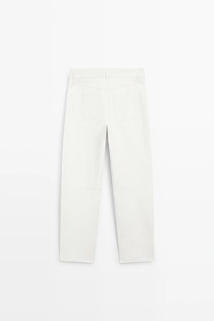 WHITE | 5304/704/250 - Massimo Dutti Джинсы из кожи прямого кроя