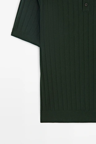 BOTTLE GREEN | 1347/208/594 - Massimo Dutti Рубашка-поло из вязаного хлопкового трикотажа