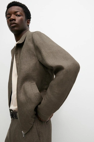 GREENISH | 2626/387/514 - Massimo Dutti Льняной жакет FADED TOTAL LOOK
