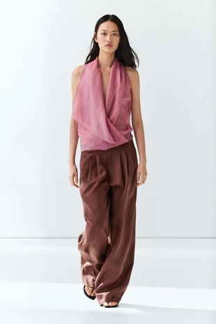 PINK | 5109/508/902 - Massimo Dutti Драпированный топ с запахом